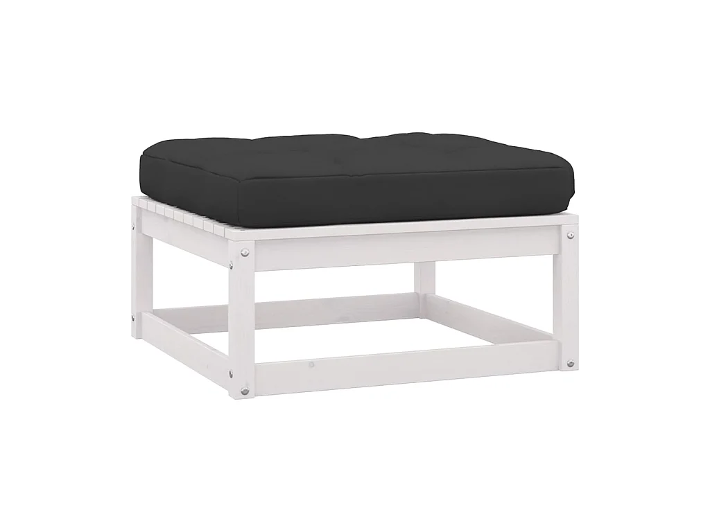 Juego de muebles de jardín 3 pzas y cojines madera pino maciza Blanco