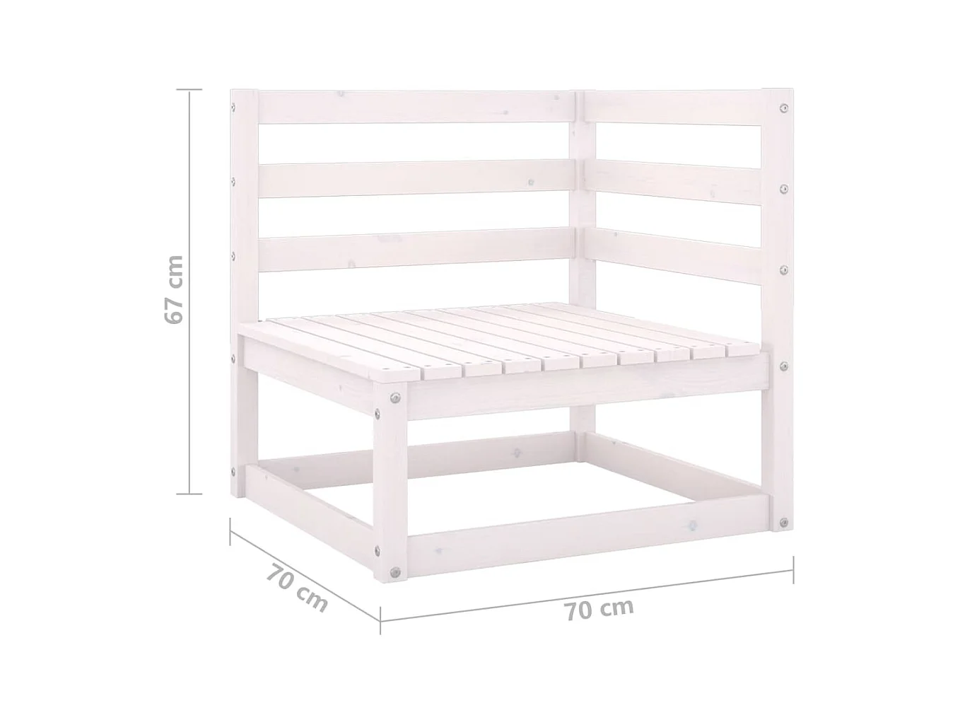Juego de muebles de jardín 3 pzas y cojines madera pino maciza Blanco