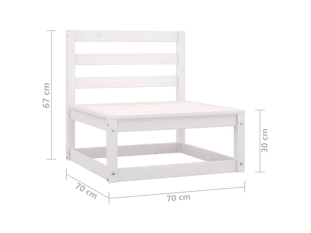 Juego de muebles de jardín 3 pzas y cojines madera pino maciza Blanco