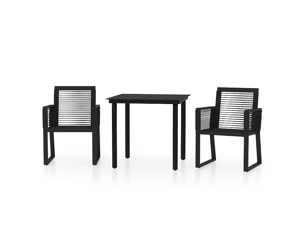 Ensemble de salle à manger de jardin 3 pcs Noir 2