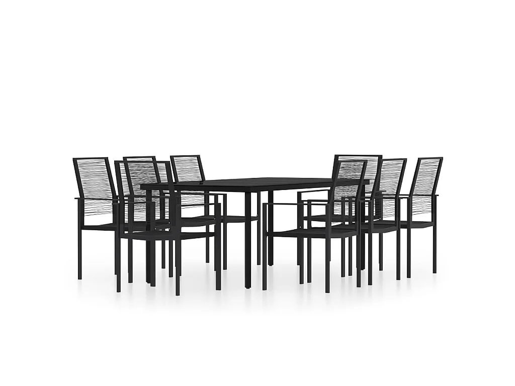 Ensemble de salle à manger de jardin 9 pcs Noir 2