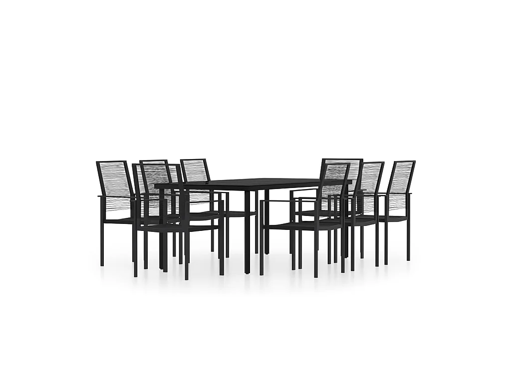 Ensemble de salle à manger de jardin 9 pcs Noir 2