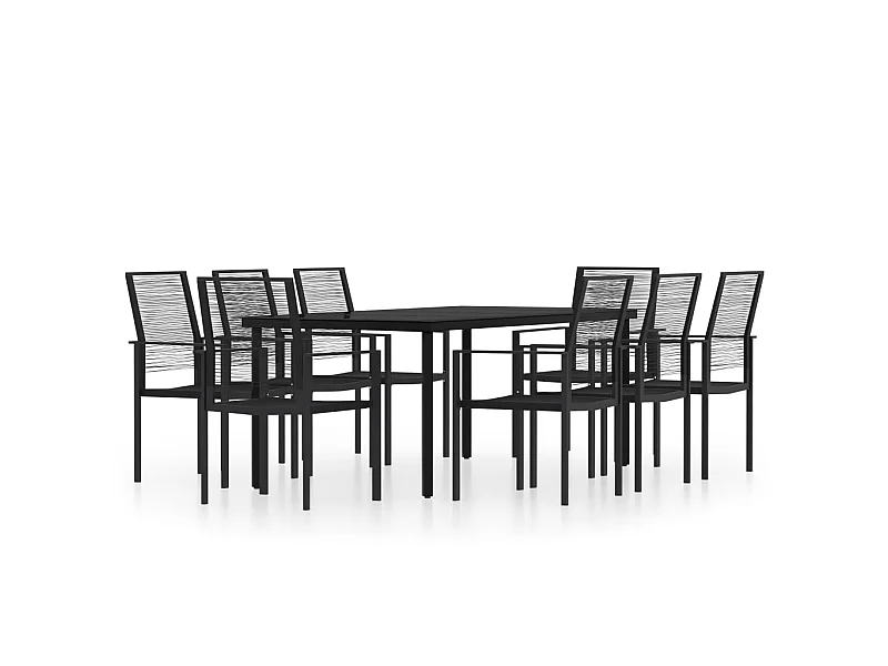Ensemble de salle à manger de jardin 9 pcs Noir 2
