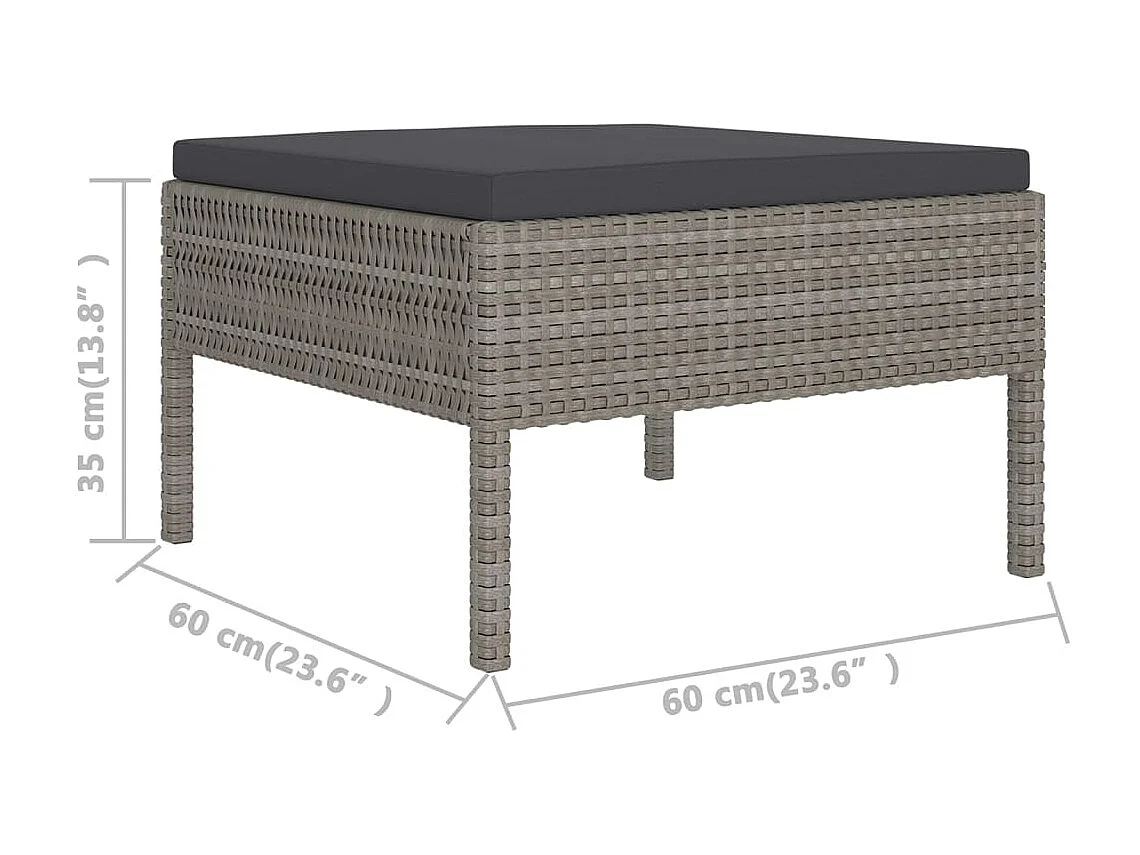 Salon de jardin 7 pcs avec coussins Résine tressée Gris 21