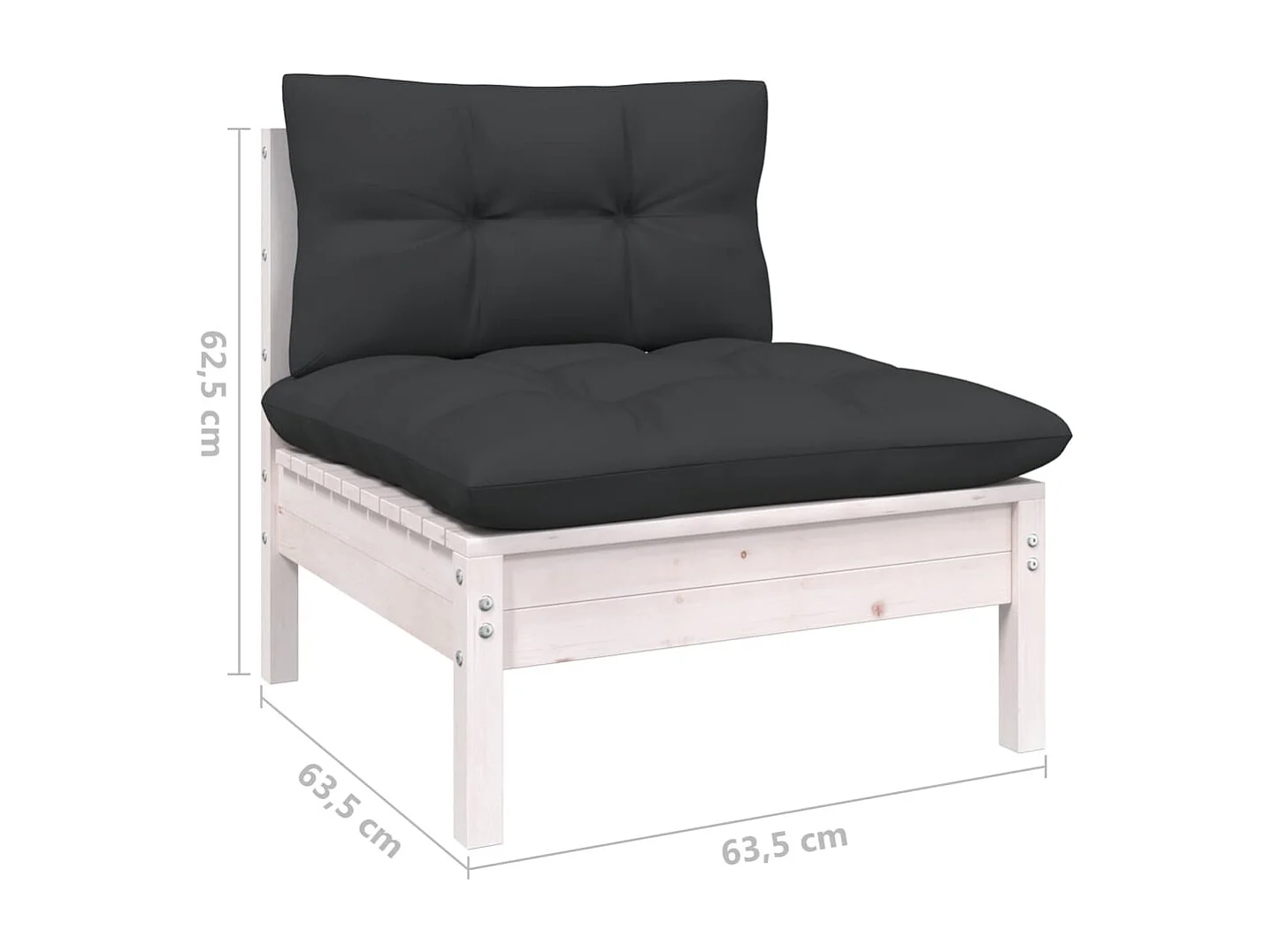 Salon de jardin 6 pcs avec coussins Blanc Bois de pin 5