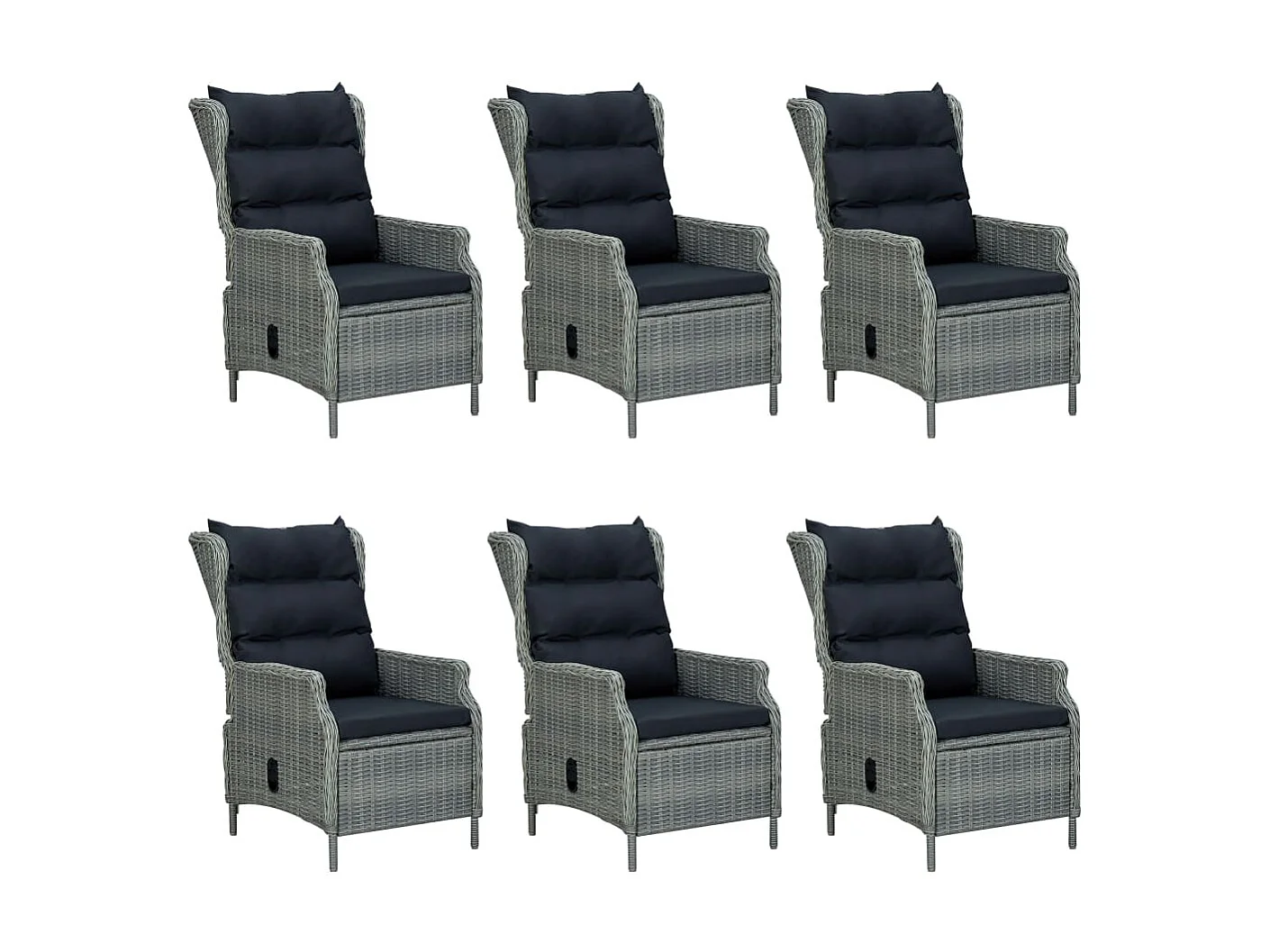 Mobilier à dîner 7 pcs avec coussins Résine tressée Gris clair 5