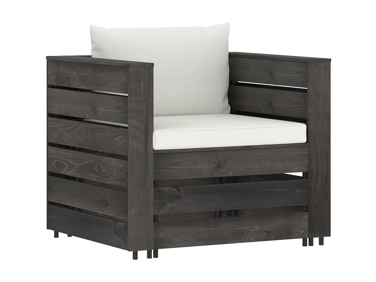 Salon de jardin 2 pcs avec coussins Bois imprégné de gris 3