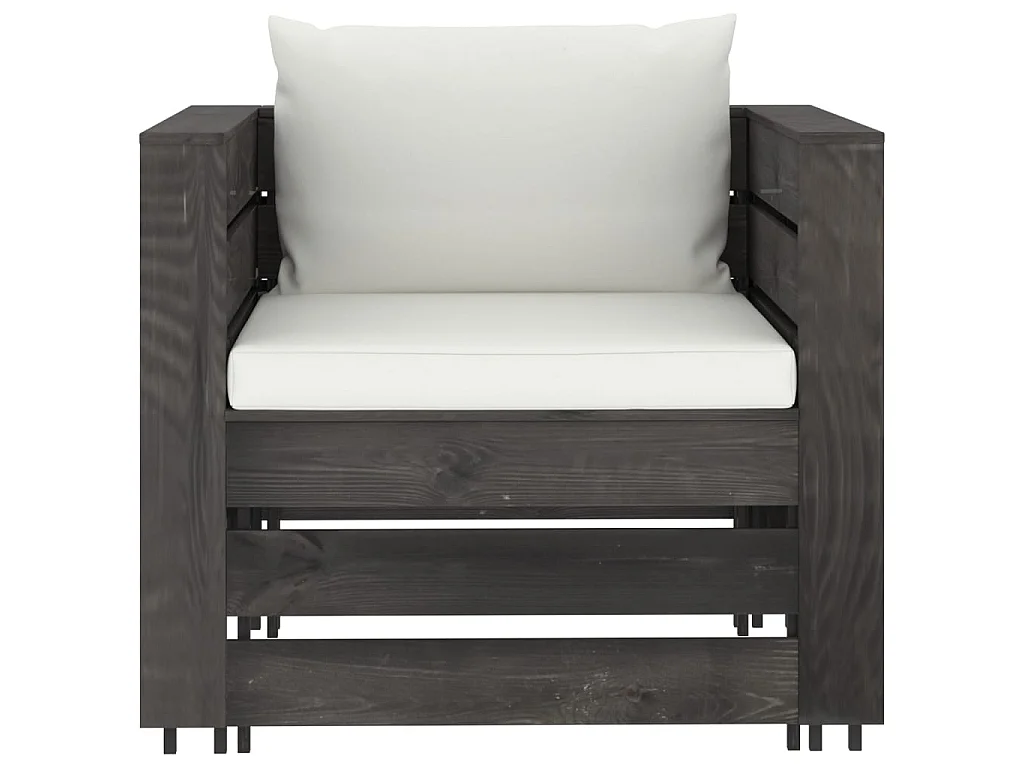 Salon de jardin 2 pcs avec coussins Bois imprégné de gris 3