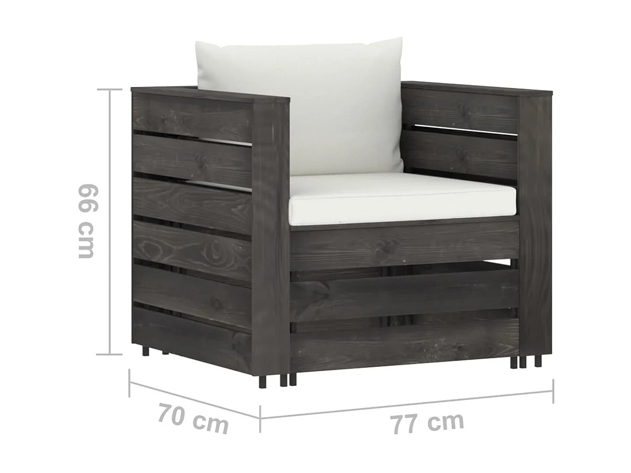 Salon de jardin 2 pcs avec coussins Bois imprégné de gris 3