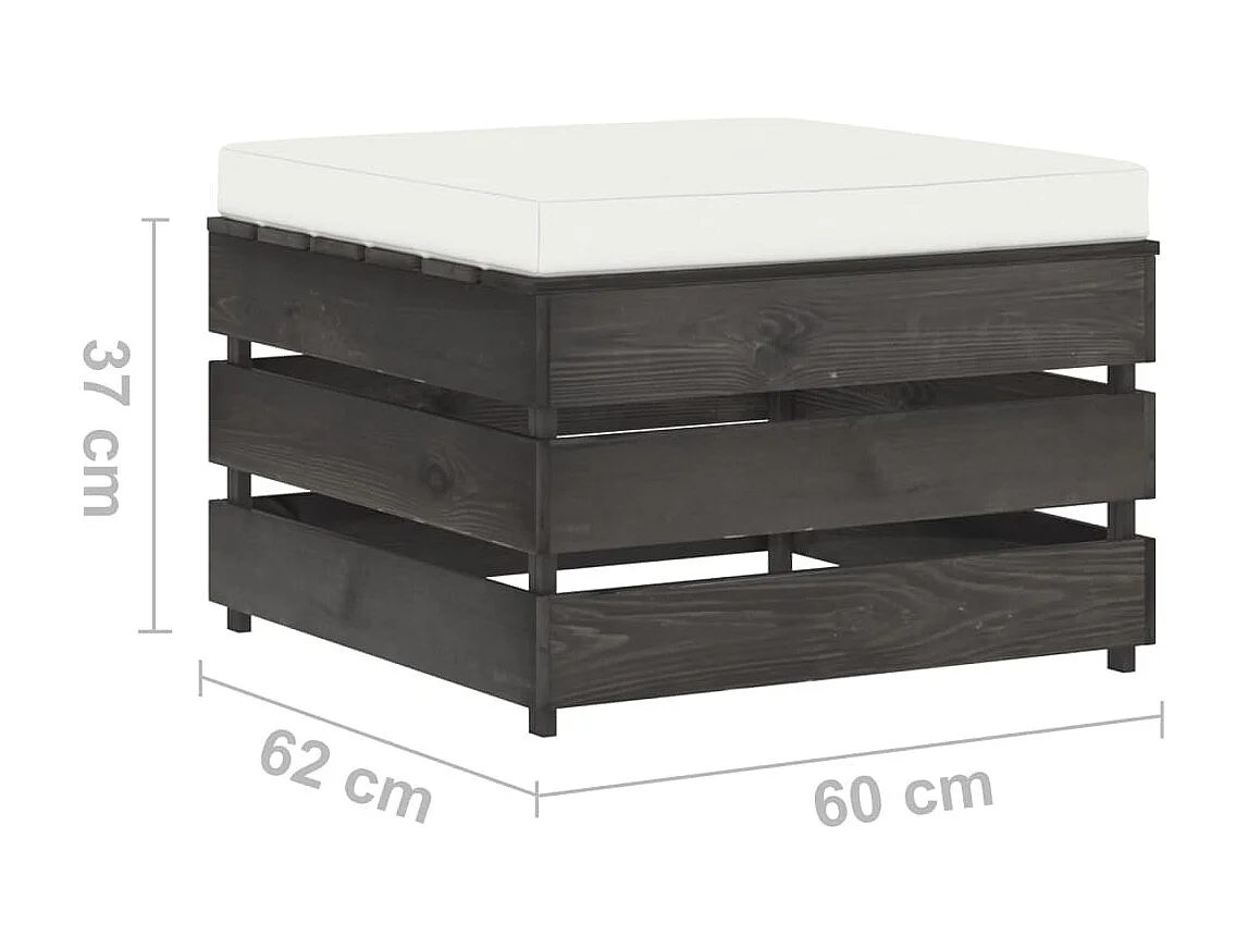 Salon de jardin 2 pcs avec coussins Bois imprégné de gris 3