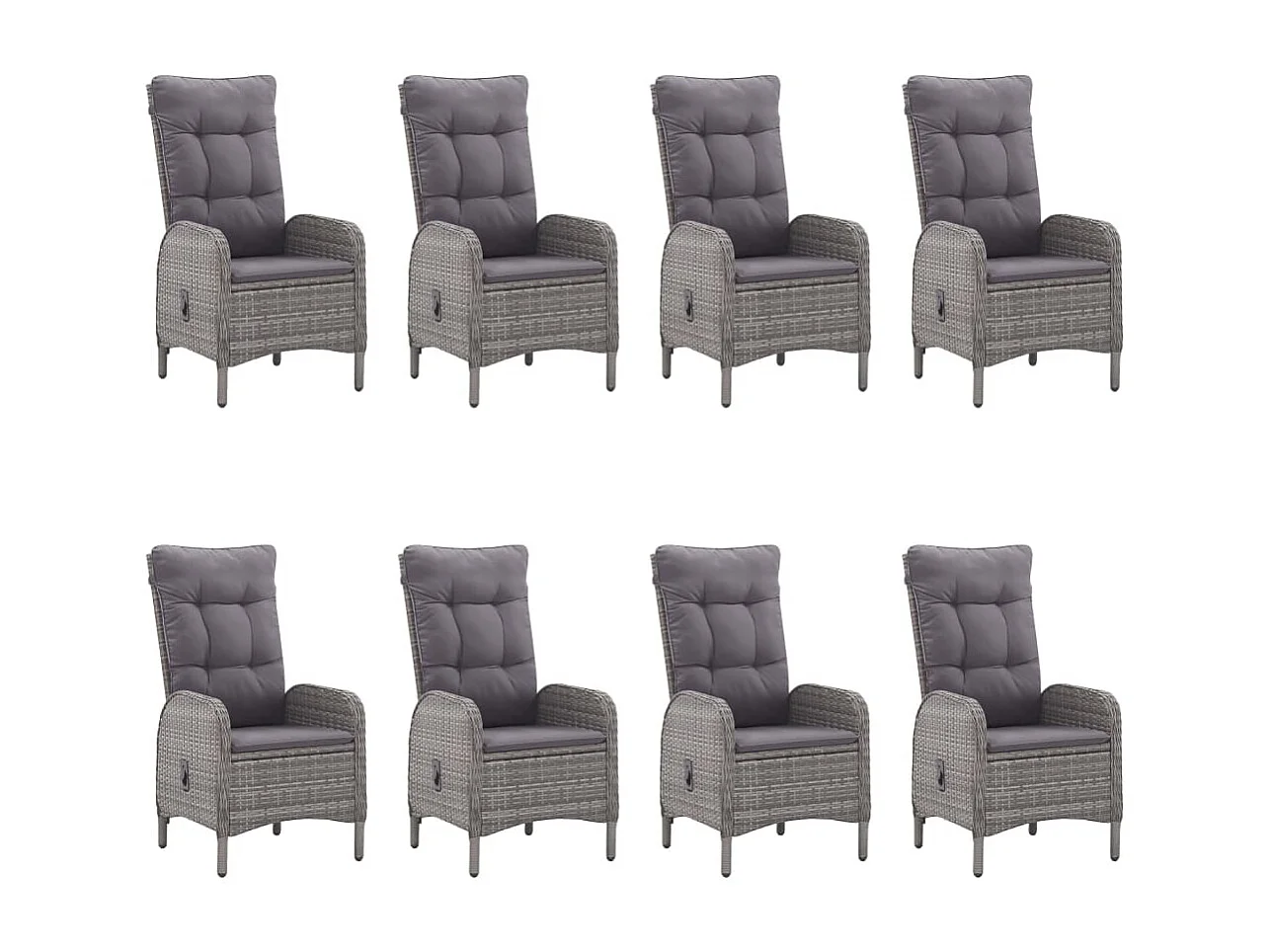 Ensemble à dîner de jardin 9 pcs Résine tressée et verre Gris 2