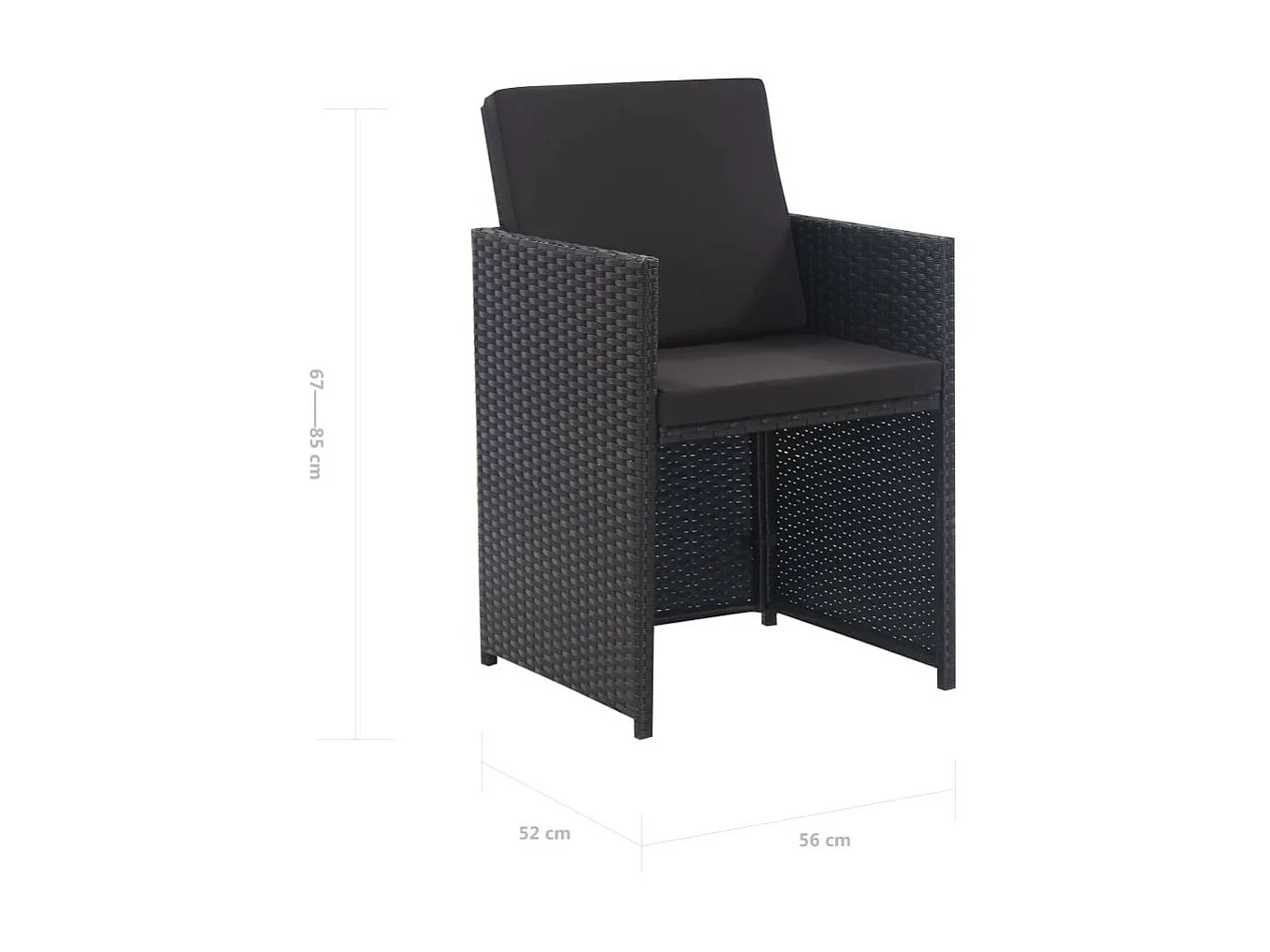 Salon de jardin 9 pcs avec coussins Résine tressée Noir 36