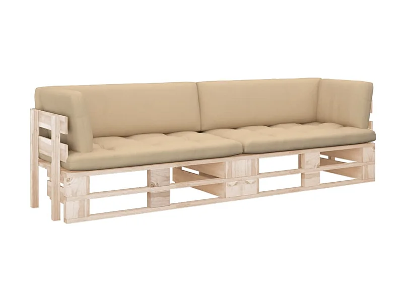 Canapé palette 2 places avec coussins Bois de pin imprégné 7