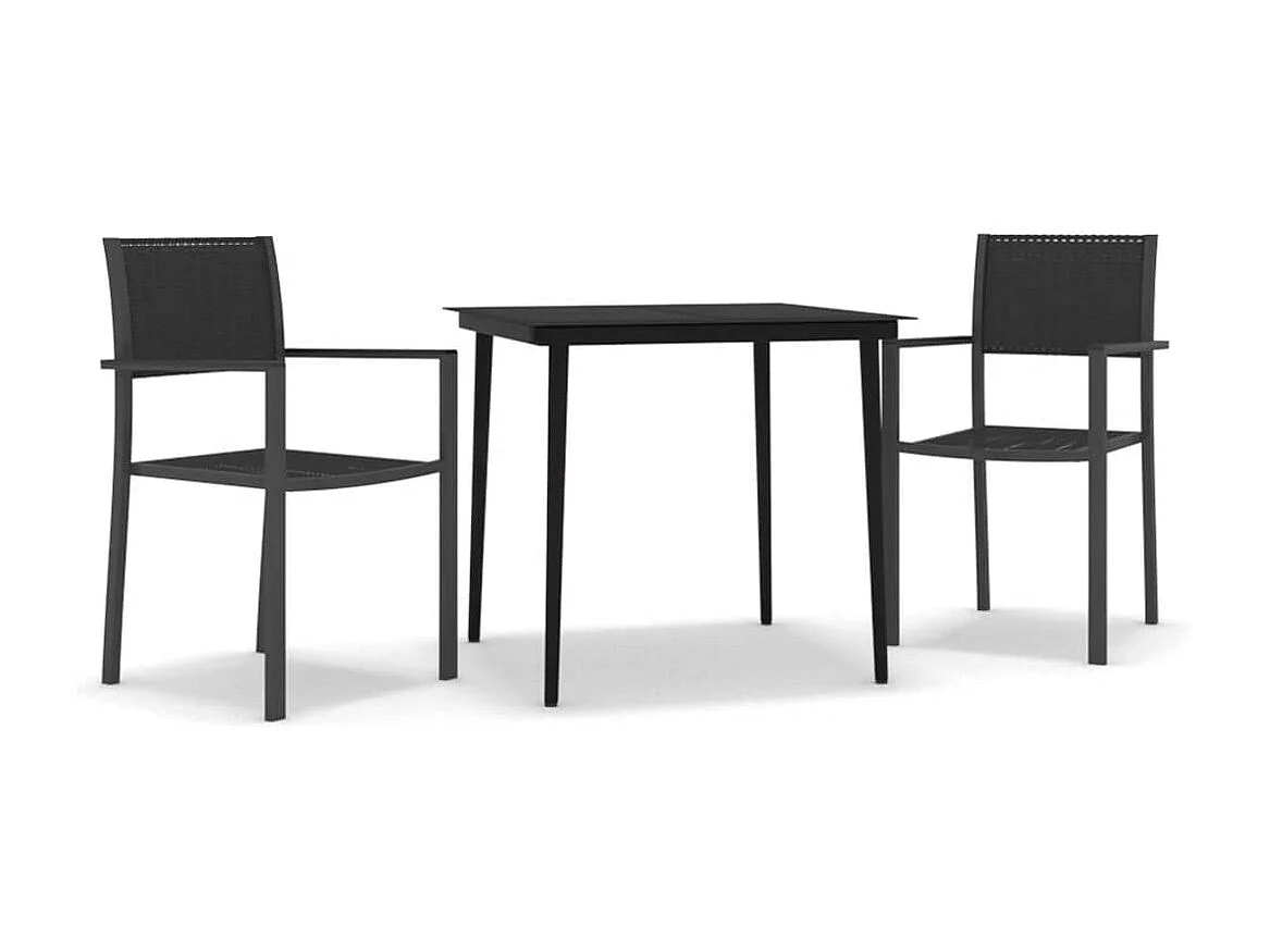 Ensemble de salle à manger de jardin 3 pcs Noir 16