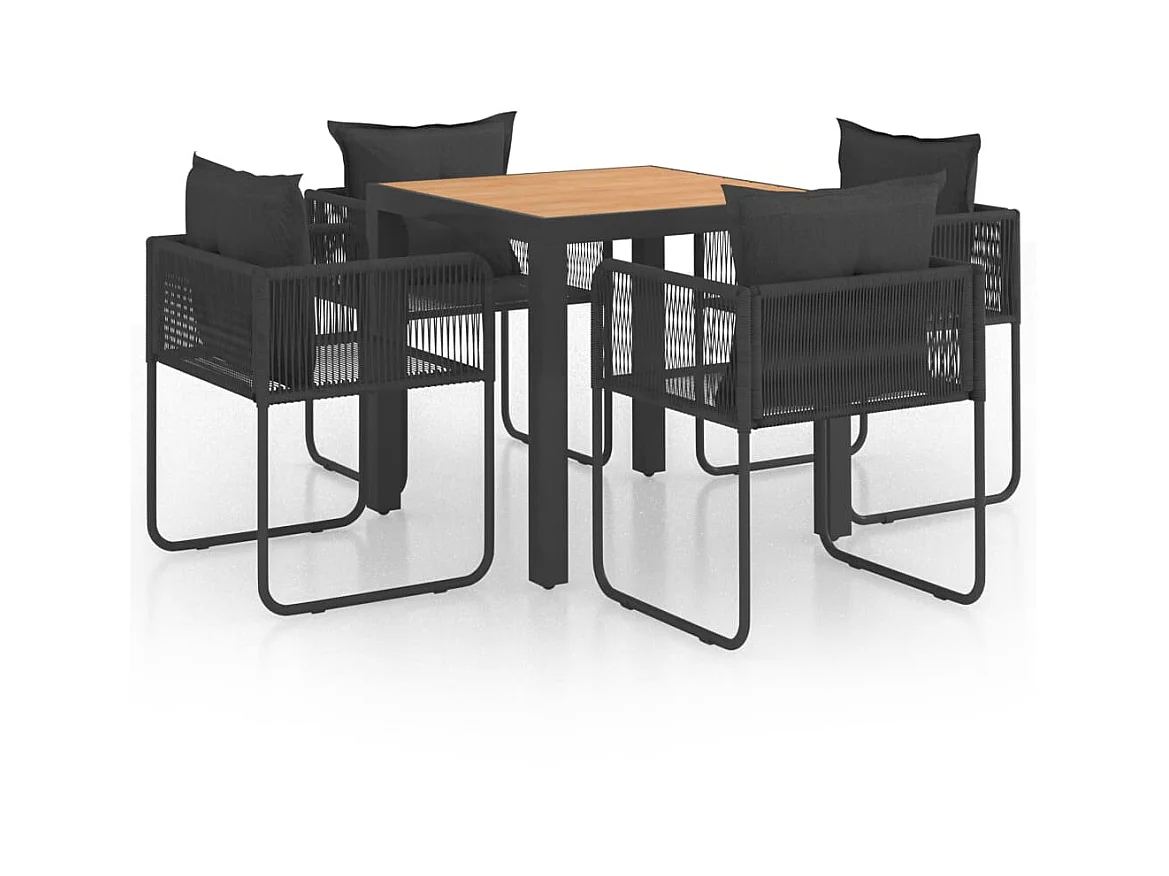 Salon de jardin 5 pcs PVC Résine tressée Noir et marron