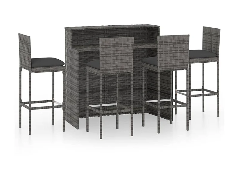 Ensemble de bar de jardin avec coussins 5 pcs Gris 9