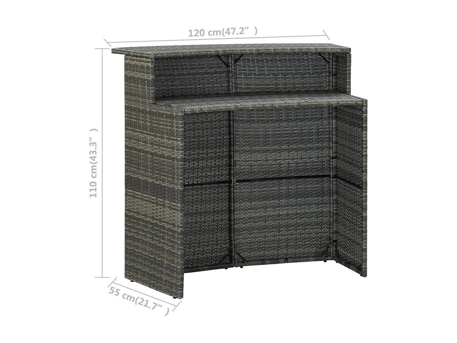 Ensemble de bar de jardin avec coussins 5 pcs Gris 9