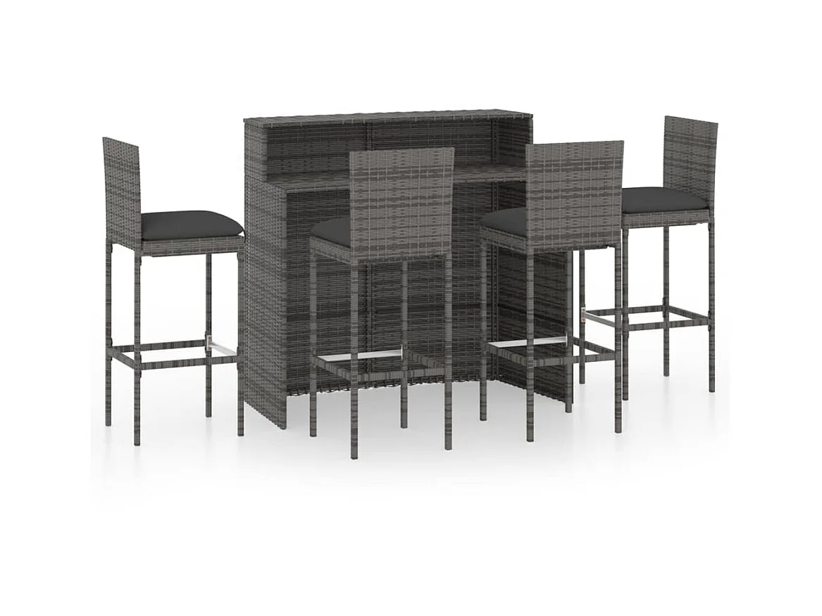 Ensemble de bar de jardin avec coussins 5 pcs Gris 9