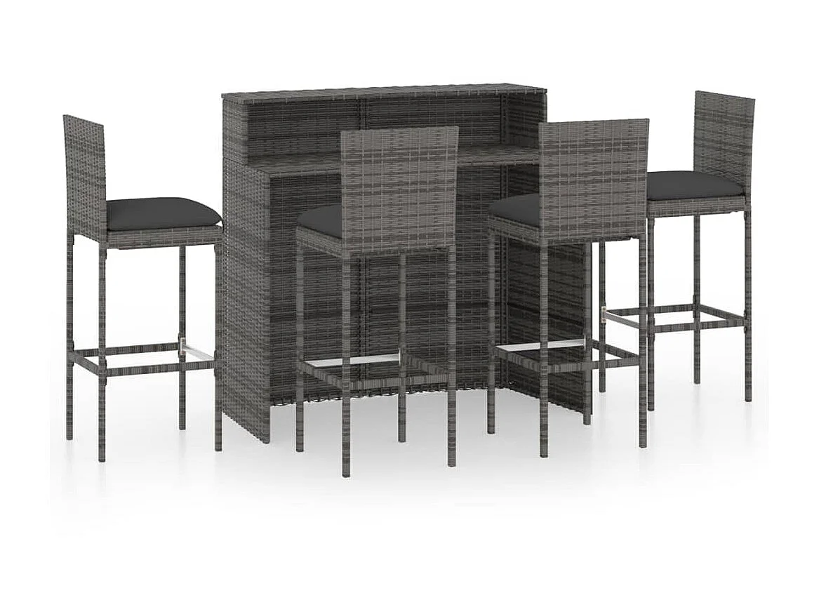Ensemble de bar de jardin avec coussins 5 pcs Gris 9
