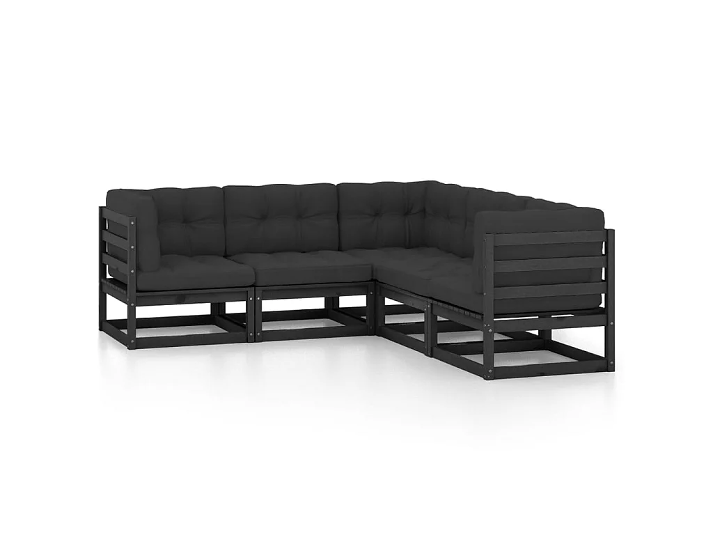 Salon de jardin 5 pcs avec coussins Bois de pin massif 14