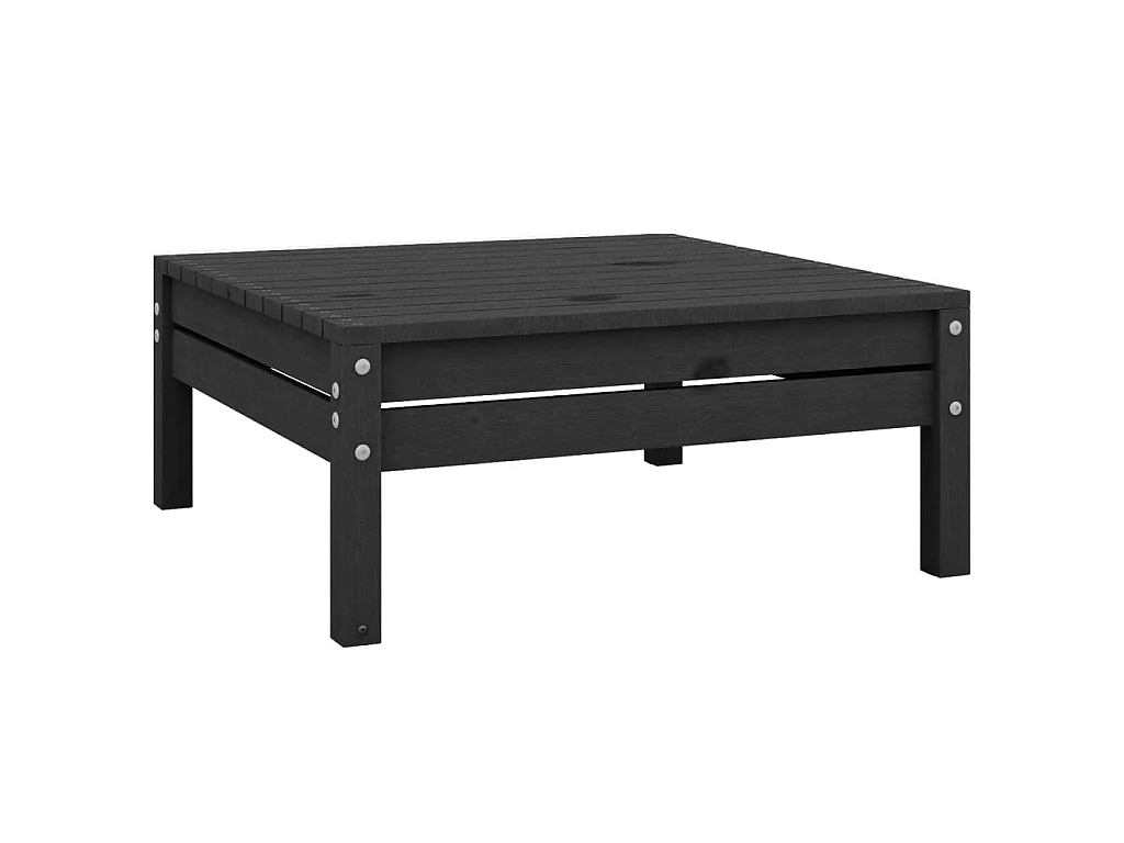 Repose-pied de jardin Noir Bois de pin solide