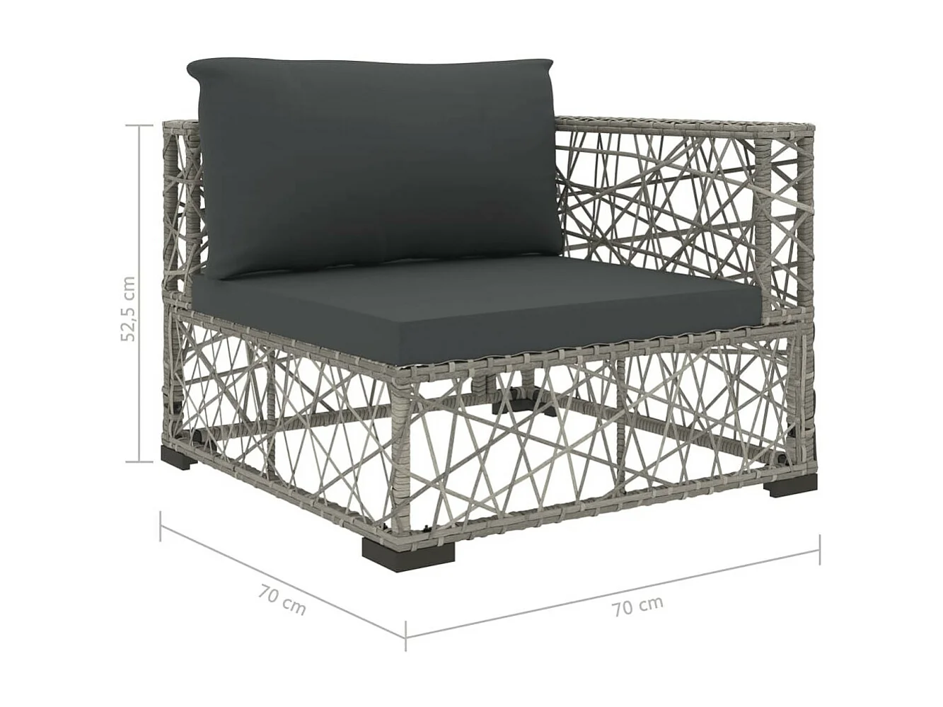 Salon de jardin 5 pcs avec coussins Résine tressée Gris 17