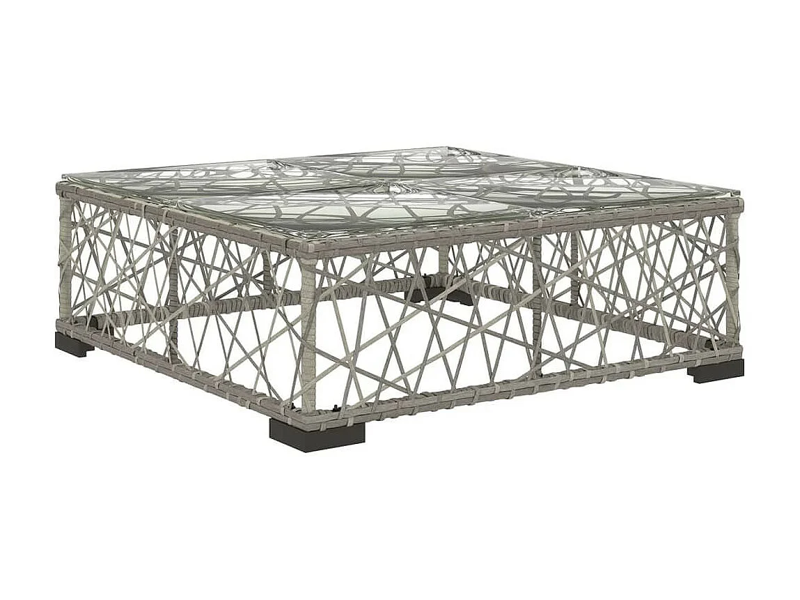 Salon de jardin 5 pcs avec coussins Résine tressée Gris 17