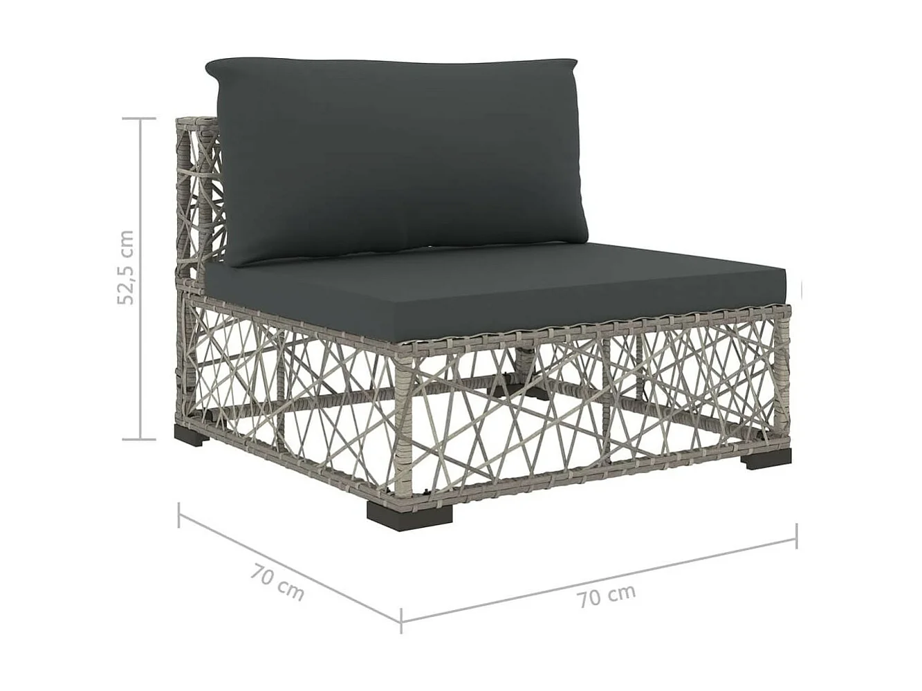 Salon de jardin 5 pcs avec coussins Résine tressée Gris 17