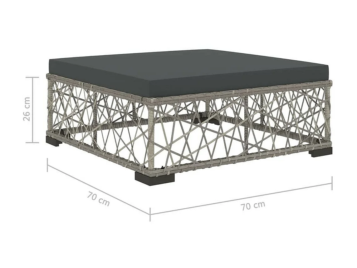 Salon de jardin 5 pcs avec coussins Résine tressée Gris 17