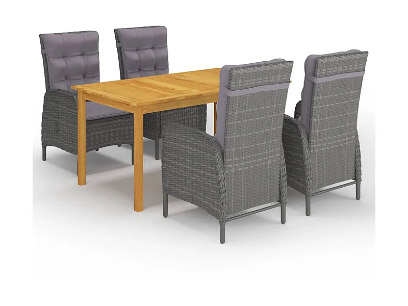 Ensemble de salle à manger de jardin 5 pcs Gris 35