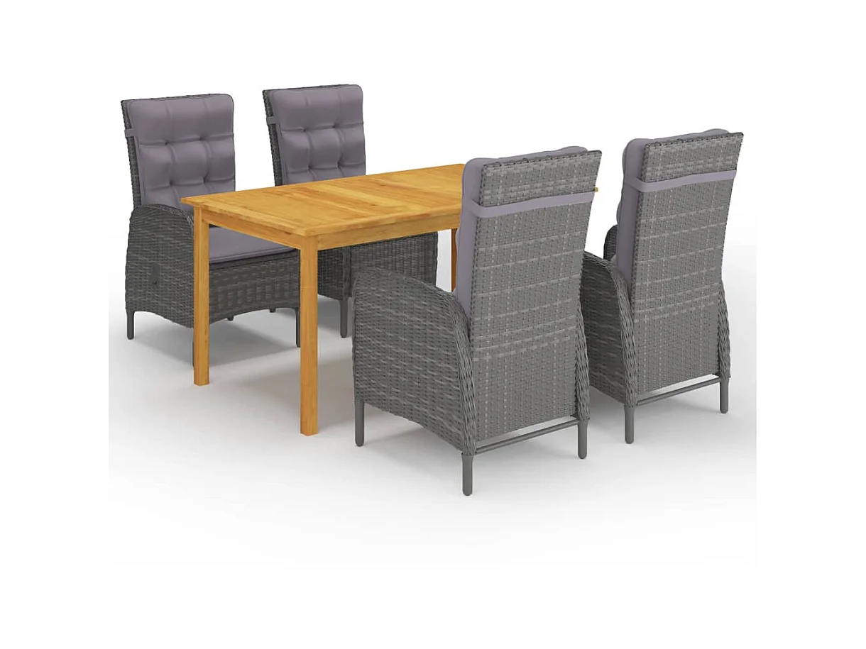 Ensemble de salle à manger de jardin 5 pcs Gris 35