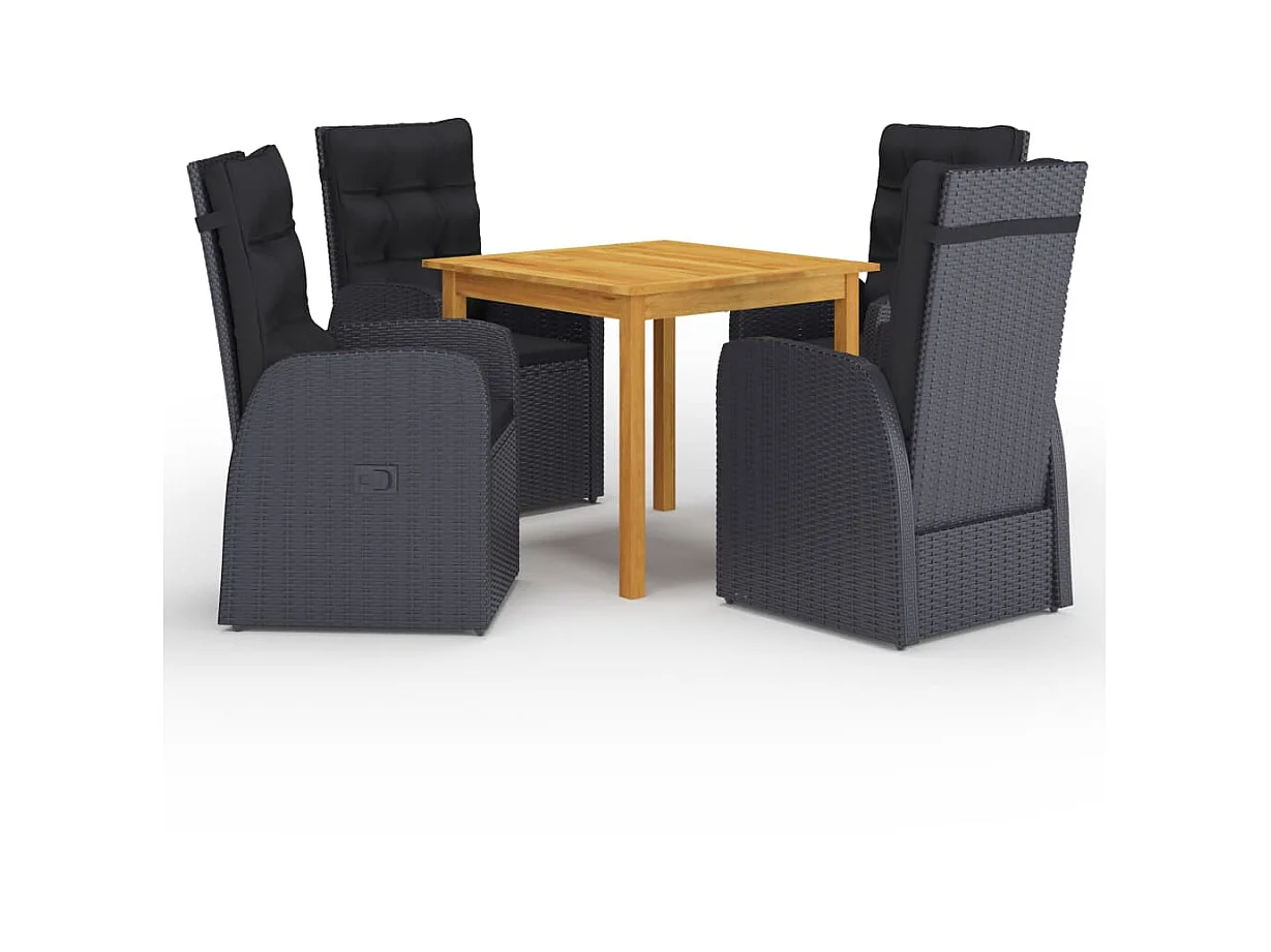 Ensemble de salle à manger de jardin 5 pcs Noir 67