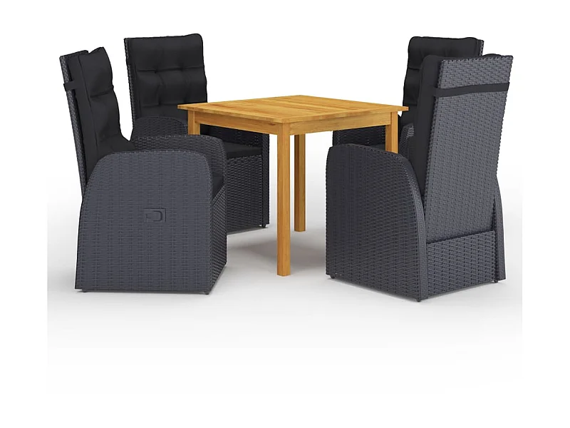 Ensemble de salle à manger de jardin 5 pcs Noir 67