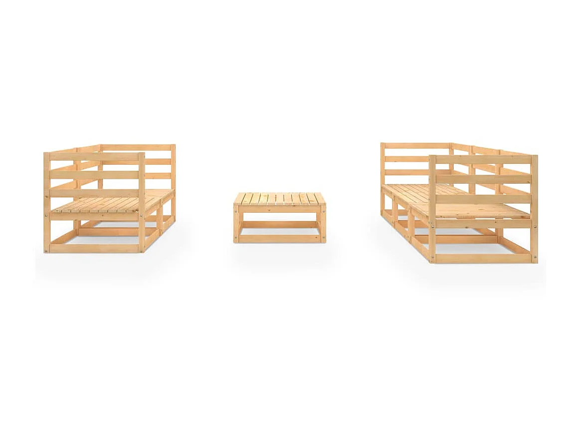 Salon de jardin 6 pcs Bois de pin massif 4