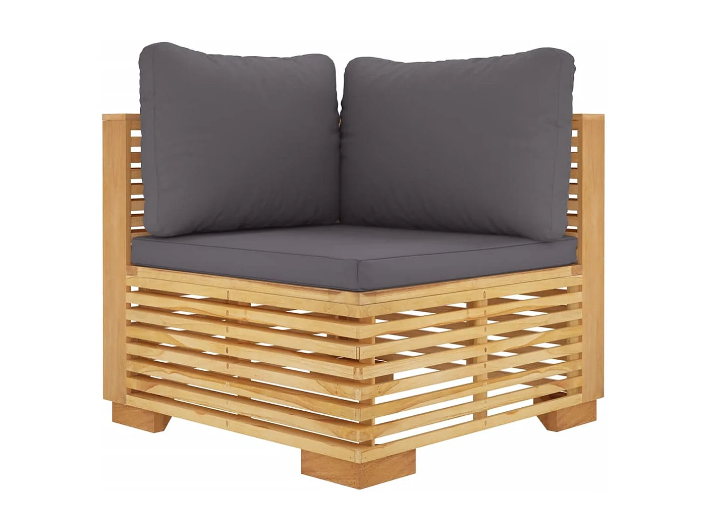 Canapés d'angle de jardin et coussins 2 pcs Bois de teck massif