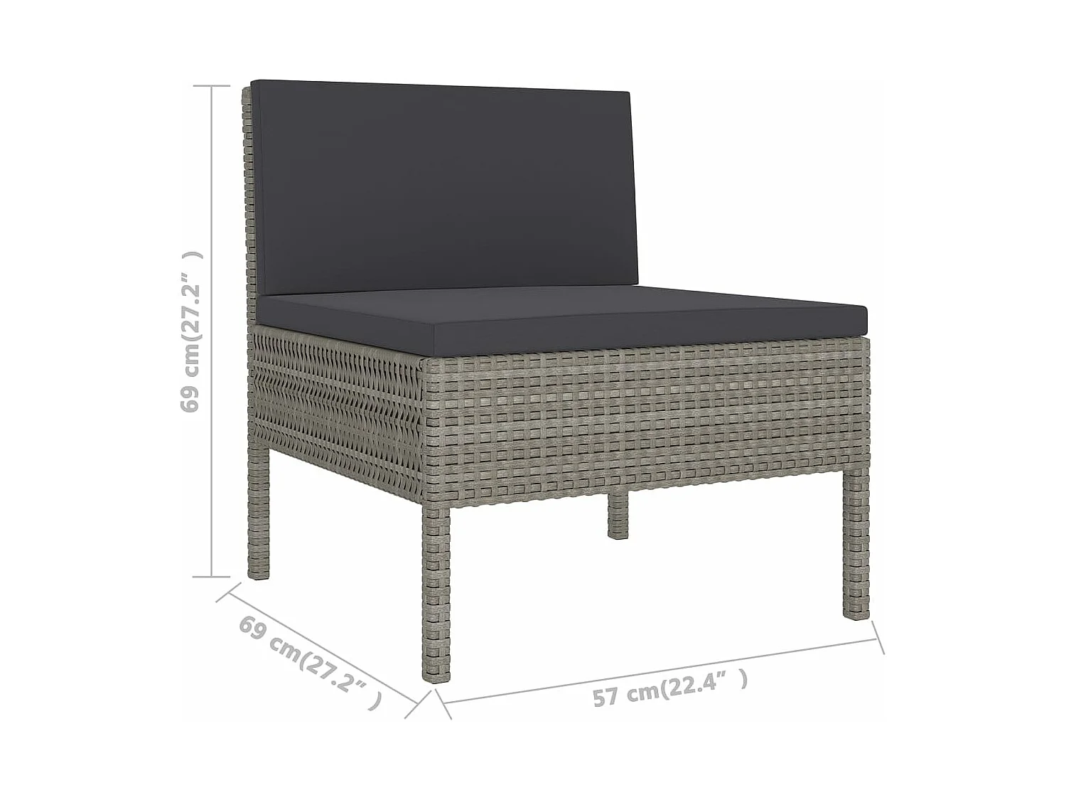 Salon de jardin 7 pcs avec coussins Résine tressée Gris 37