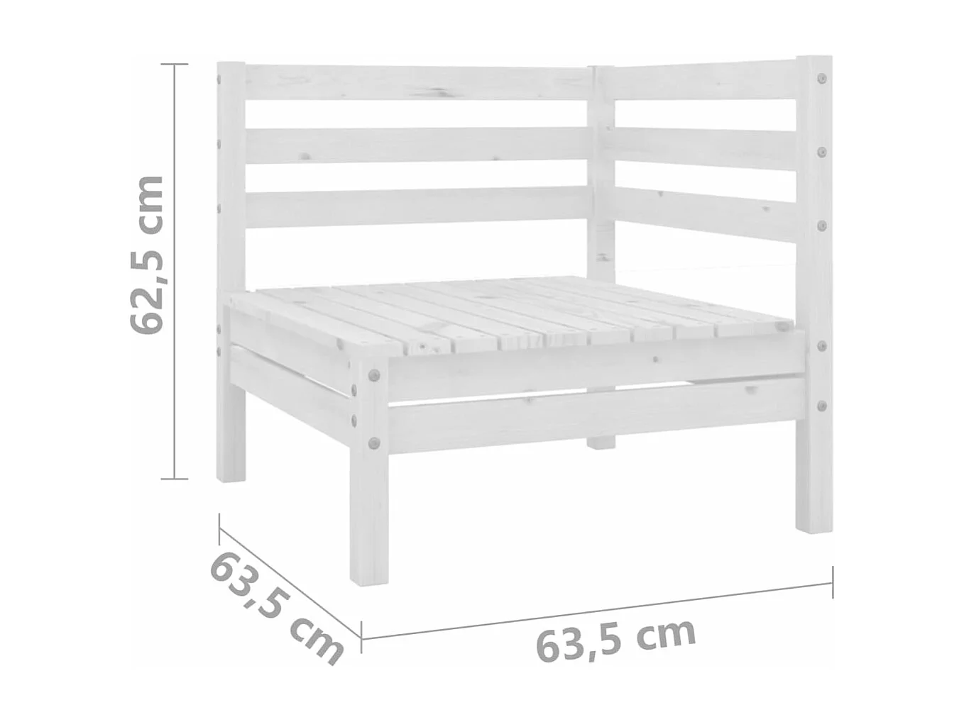 Salon de jardin 10 pcs Blanc Bois de pin massif 15