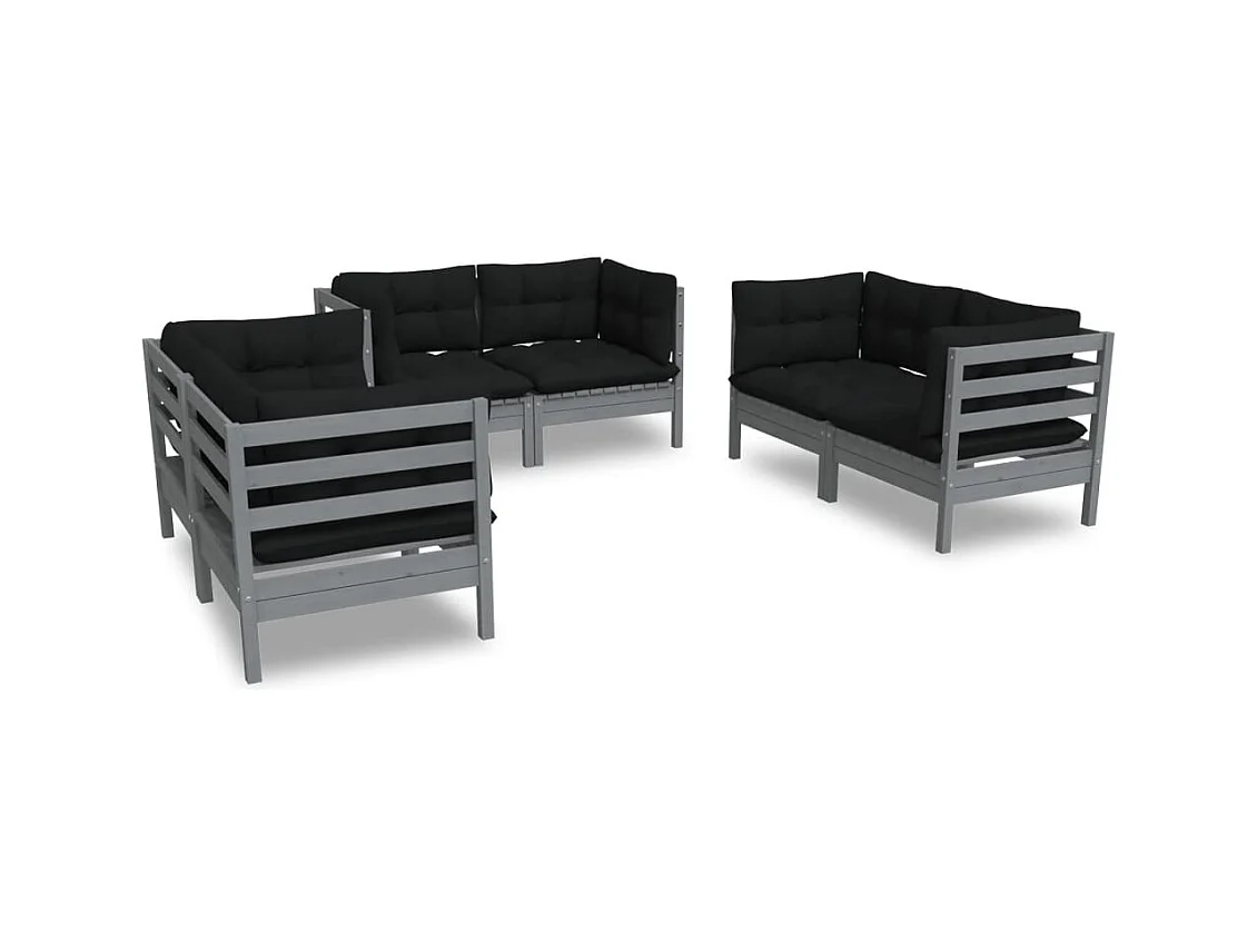 Salon de jardin 6 pcs avec coussins Bois de pin massif 5