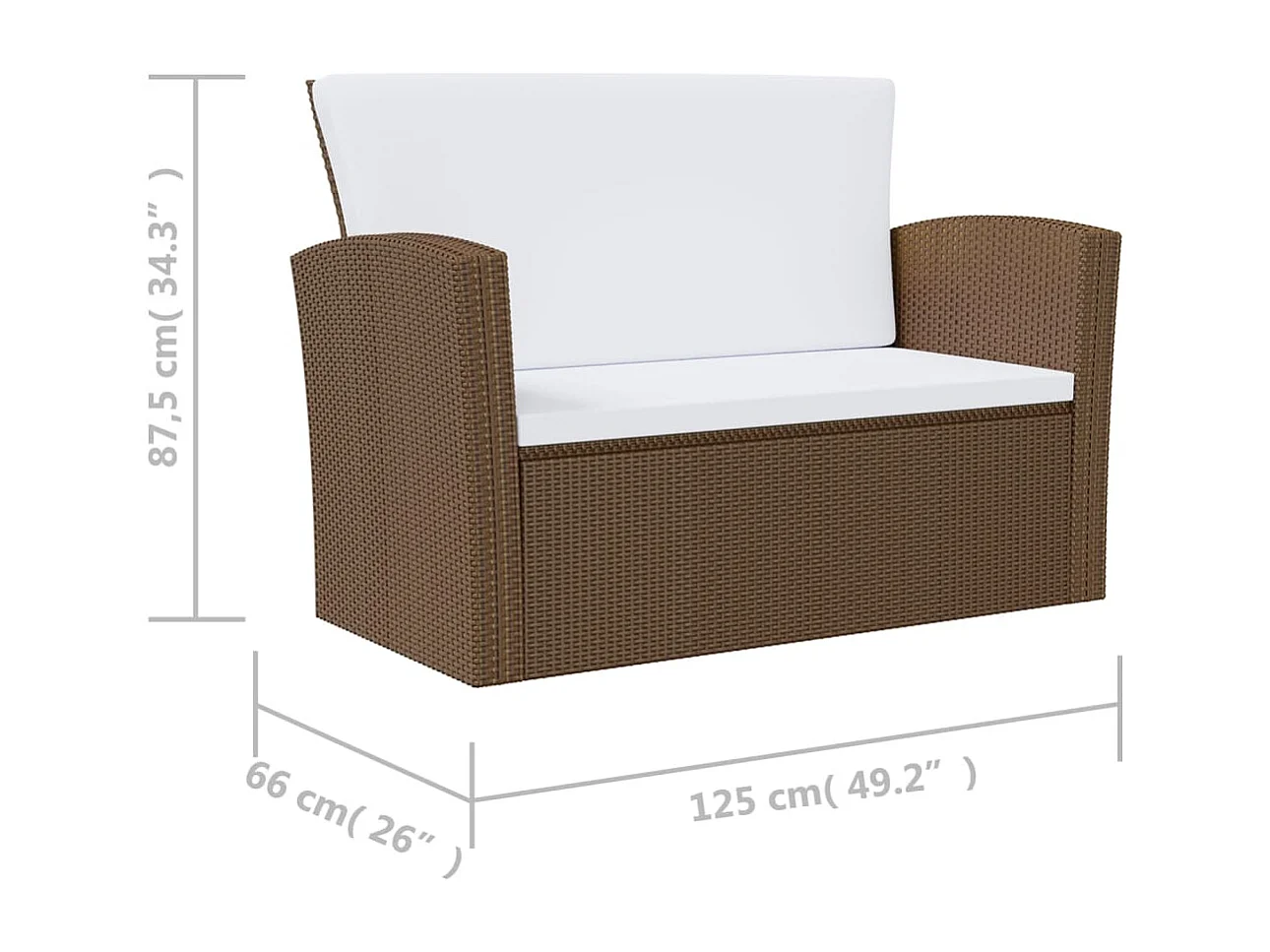 Salon de jardin 8 pcs avec coussins Résine tressée Marron 46