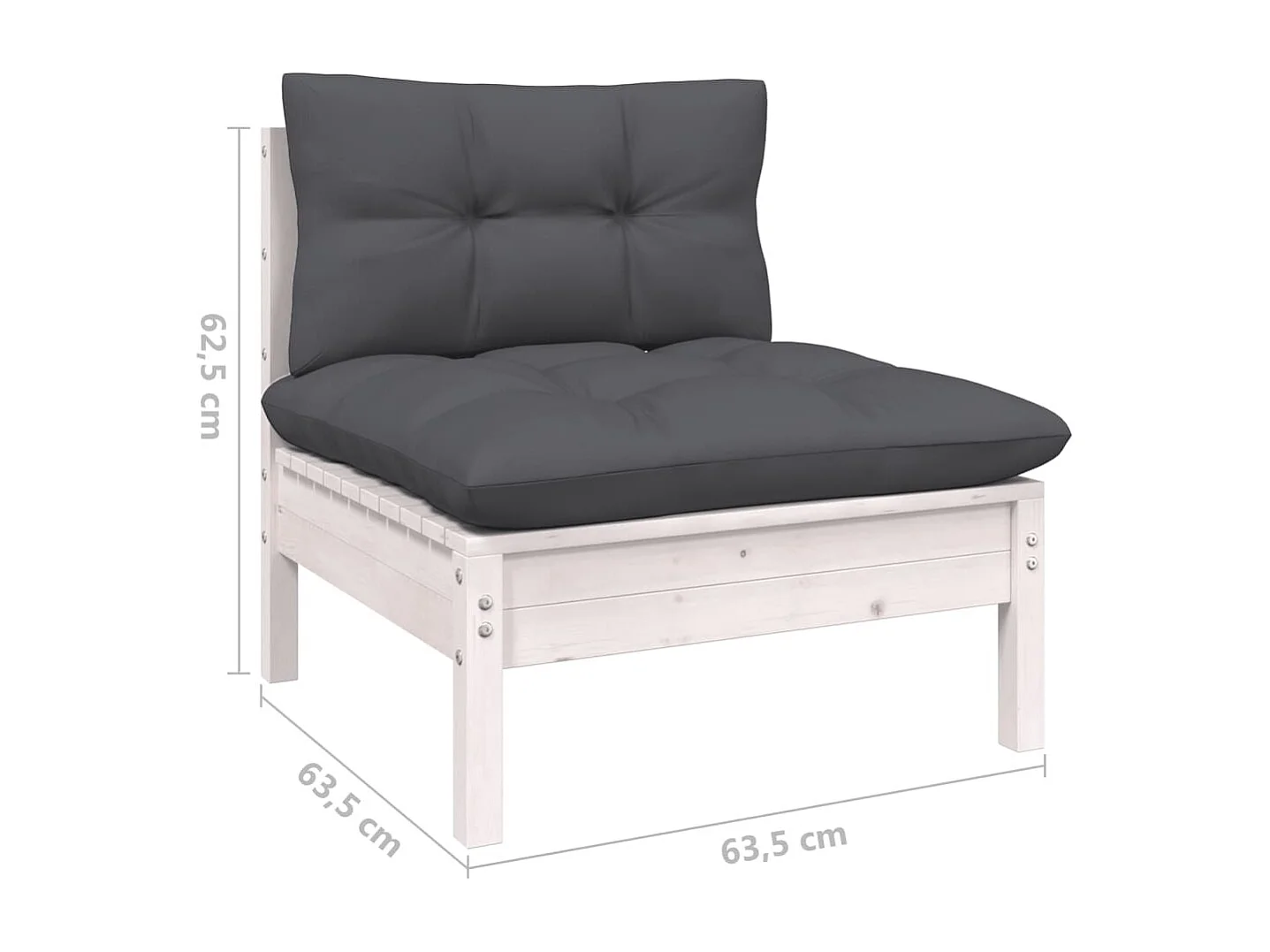 Salon de jardin 8 pcs avec coussins Blanc Bois de pin massif 5