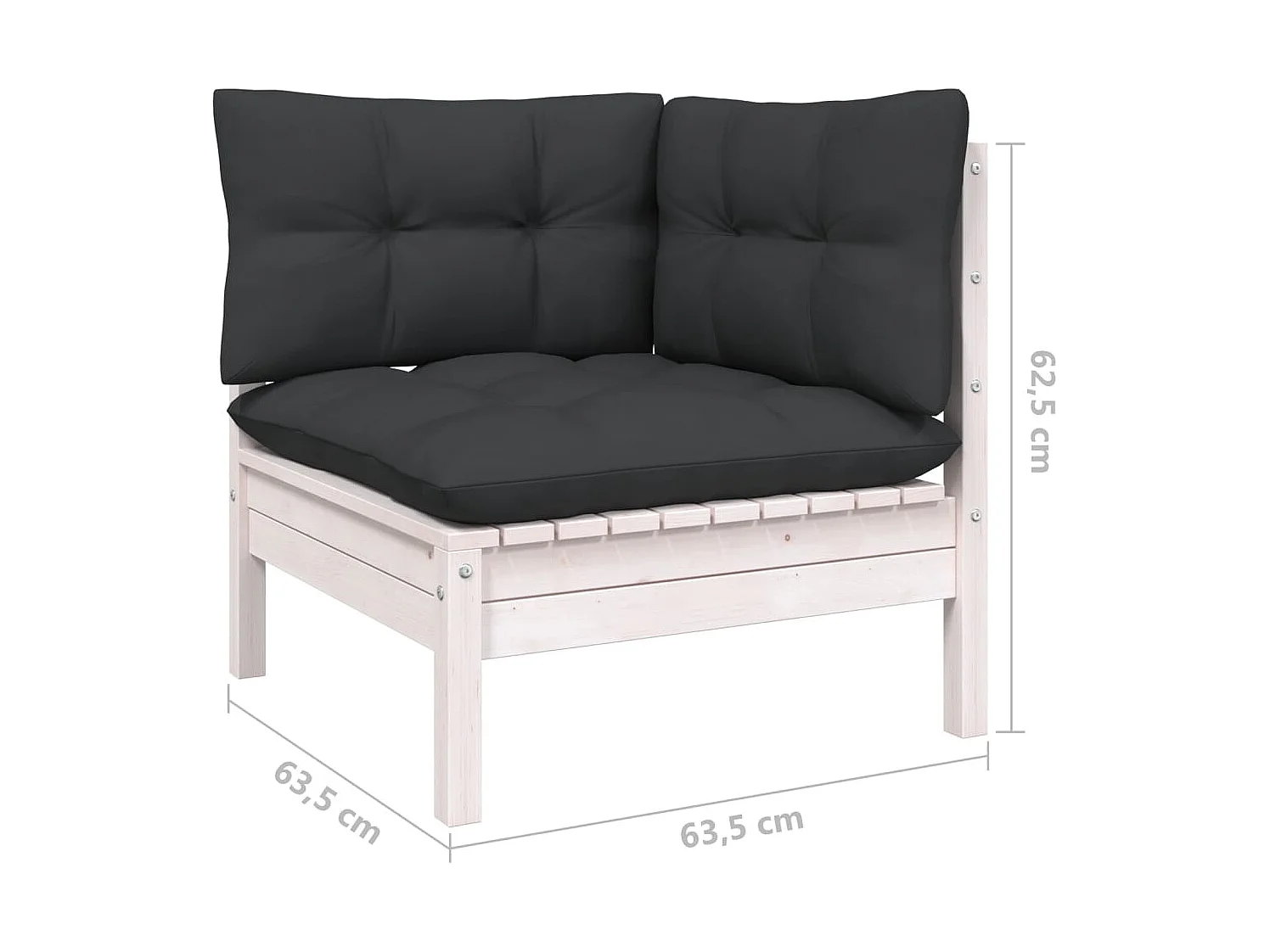 Salon de jardin 6 pcs avec coussins Blanc Bois de pin