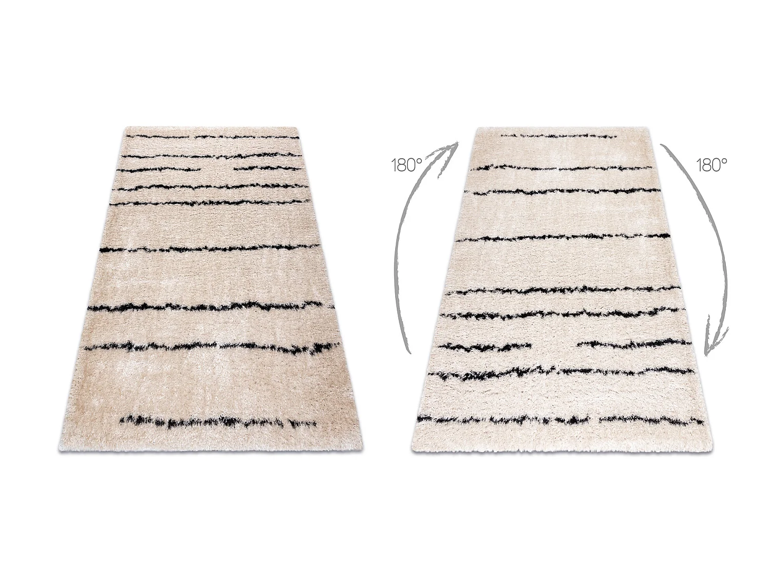 Tapis FLUFFY 2371 shaggy Rayures - crème / anthracite 160x220 cm