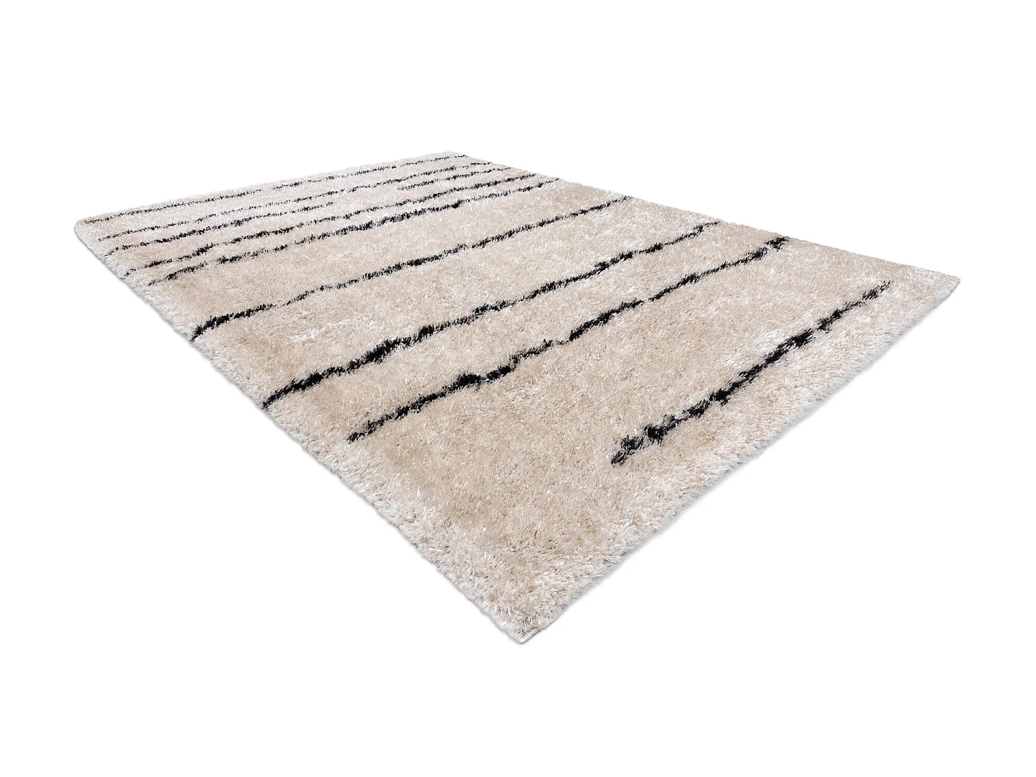 Tapis FLUFFY 2371 shaggy Rayures - crème / anthracite 160x220 cm
