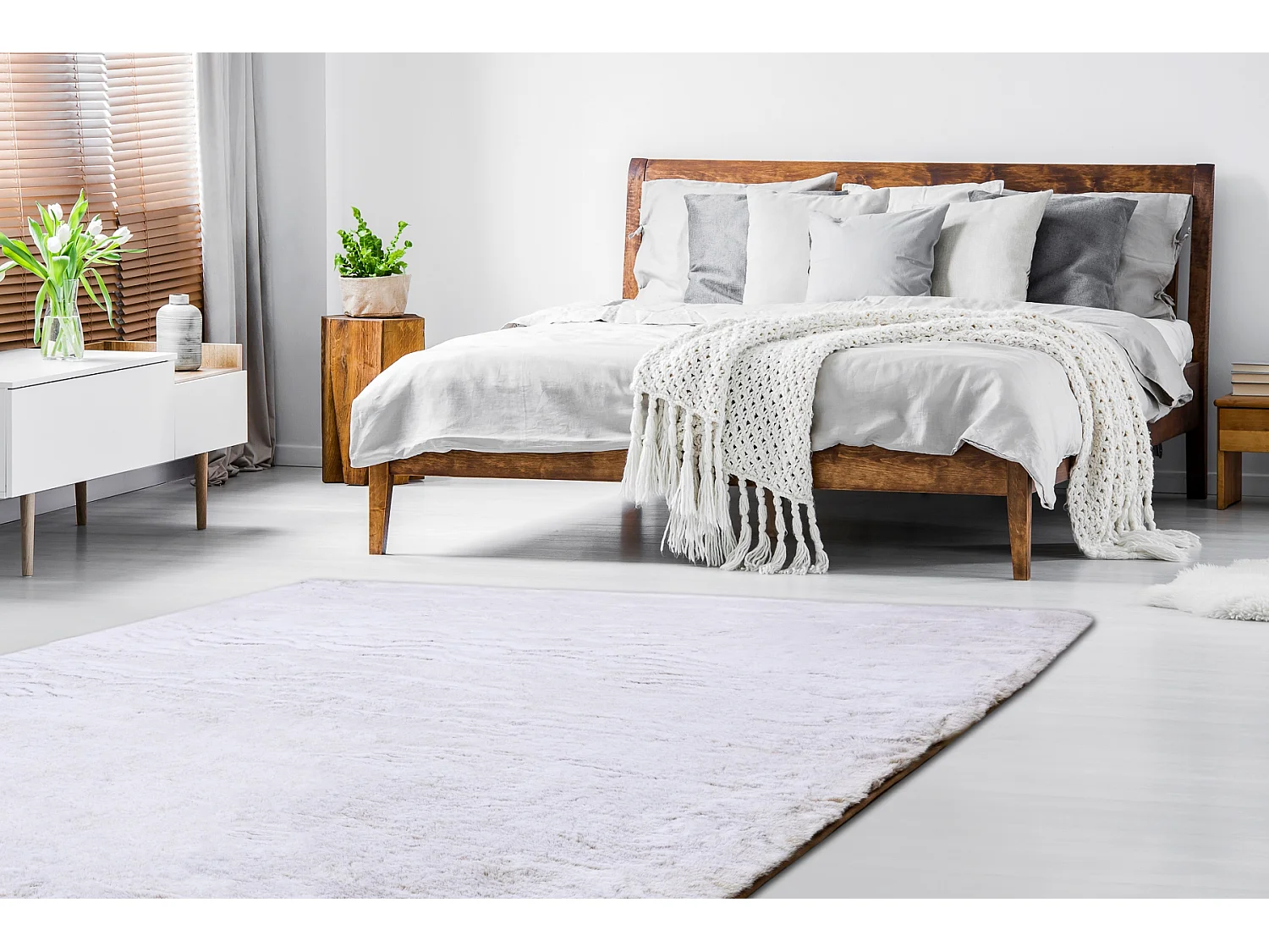 Tapis de lavage moderne LAPIN shaggy, antidérapant beige / ivoire 180x270 cm