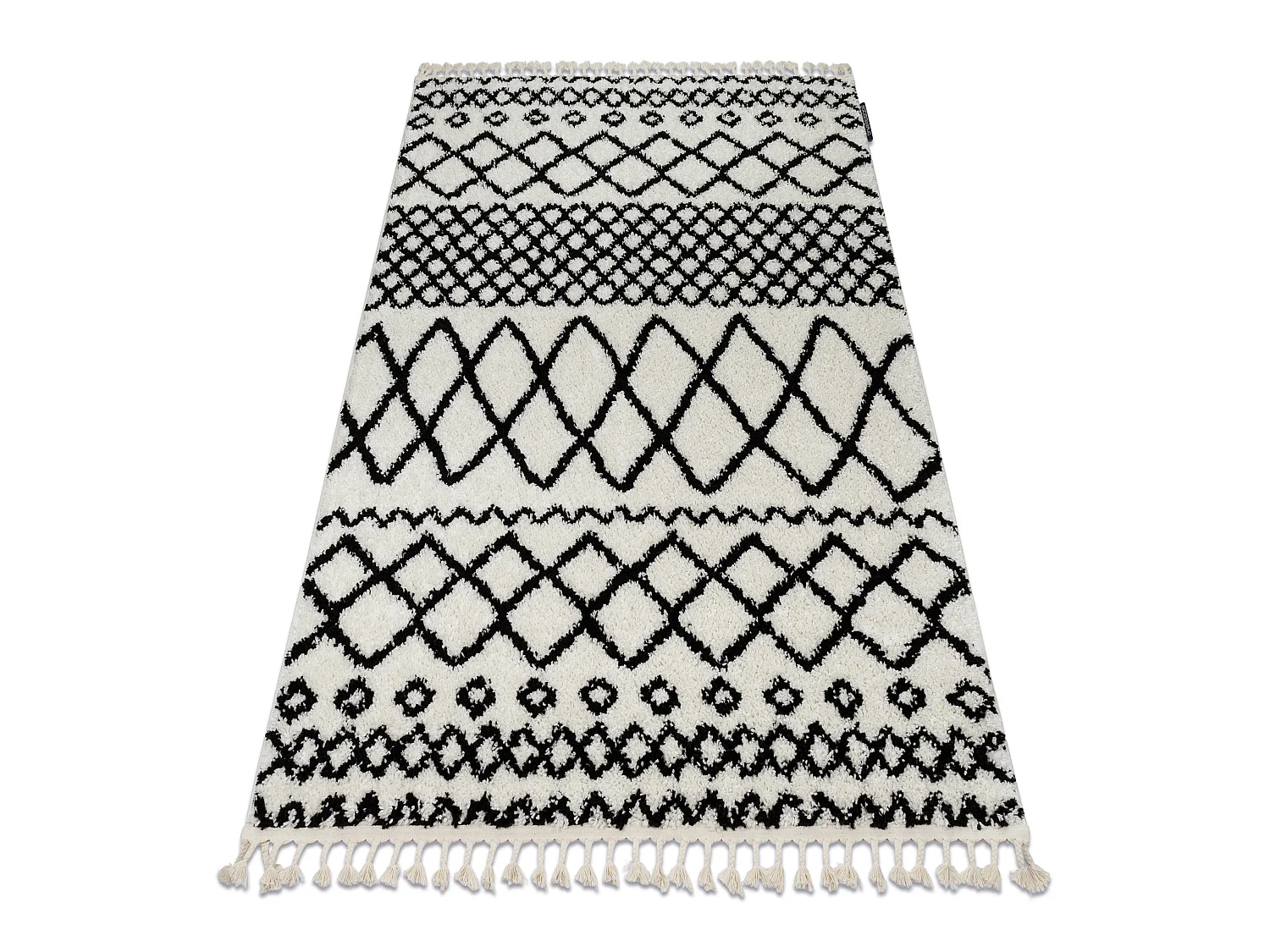 Tapis BERBER SAFI N9040 blanc et noir Franges berbère marocain shaggy 240x330 cm