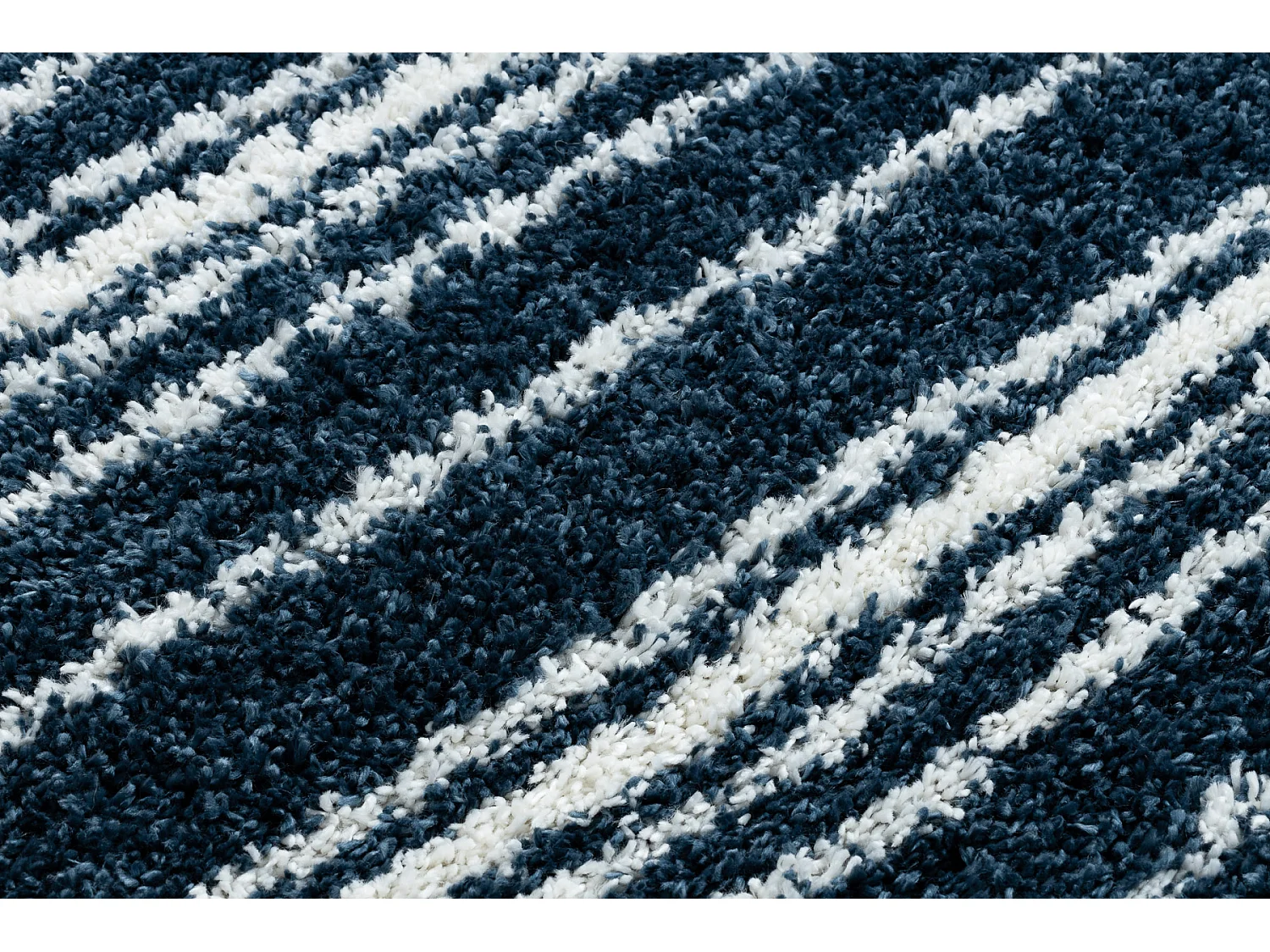 Tapijt UNION 4080 Strips blauw / crème Kwastjes berbery Marokkaanse s 160x220 cm
