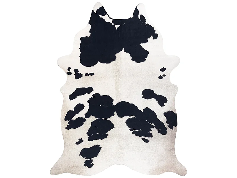 Alfombra Cuero de vaca artificial, Vaca G5069-1 blanco Cuero negro 180x220 cm