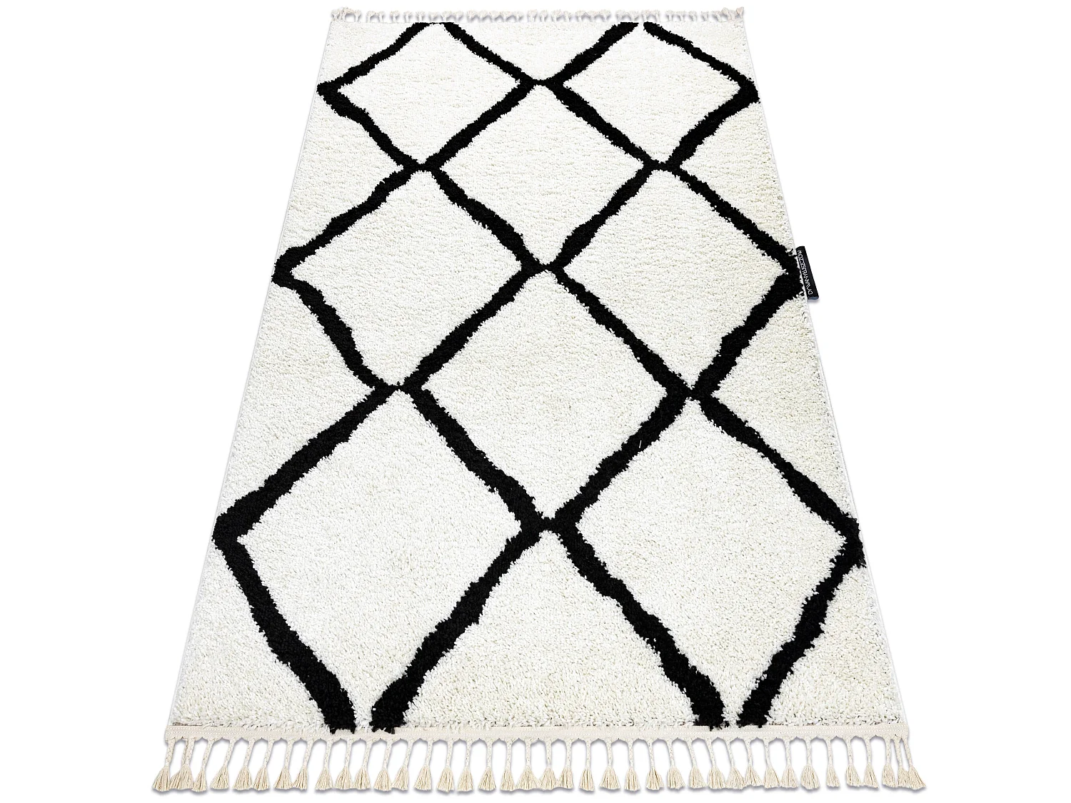 Tapijt BERBER CROSS witrand , Barber , marokkaanse shaggy 240x330 cm