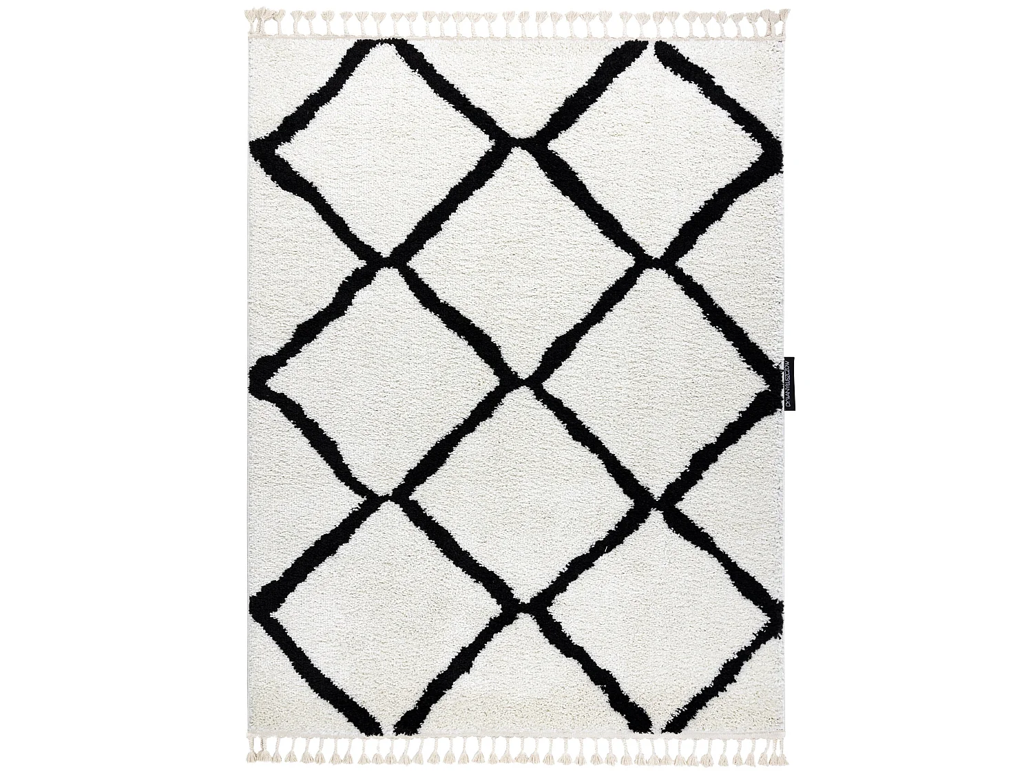 Tapijt BERBER CROSS witrand , Barber , marokkaanse shaggy 240x330 cm