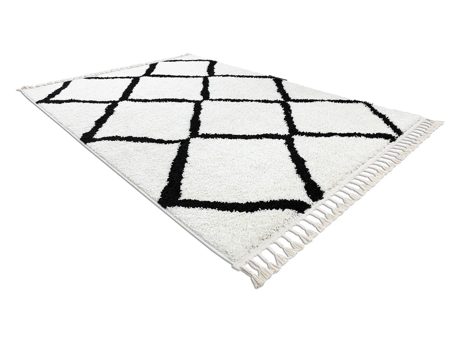Tapijt BERBER CROSS witrand , Barber , marokkaanse shaggy 240x330 cm